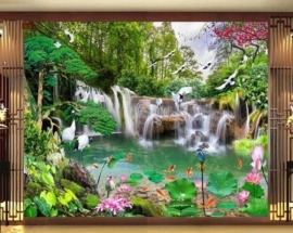 Dòng gạch tranh trang trí tô điểm cho phòng khách sang trọng