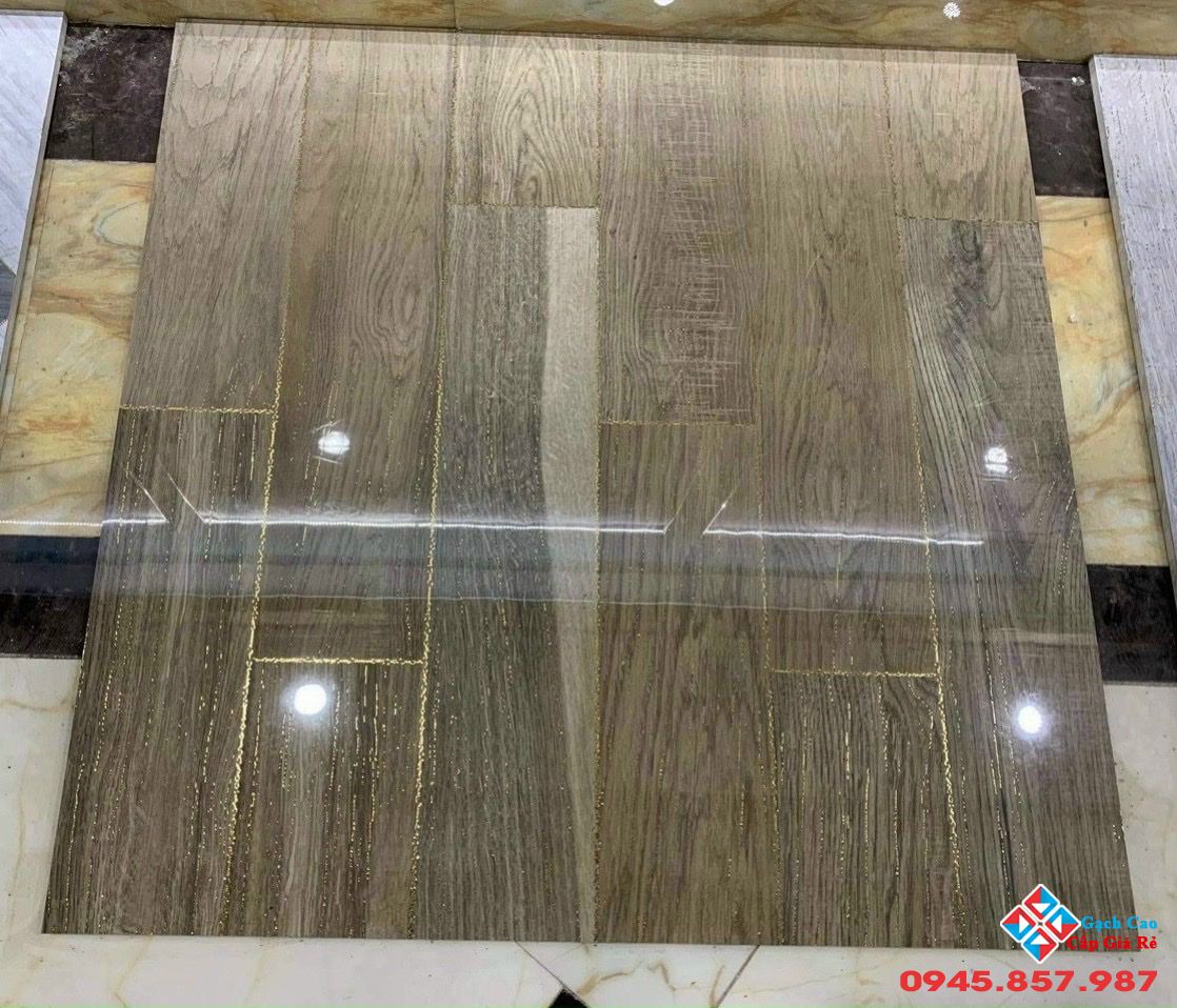 gạch giả gỗ khắc kim 80x80 trung quốc