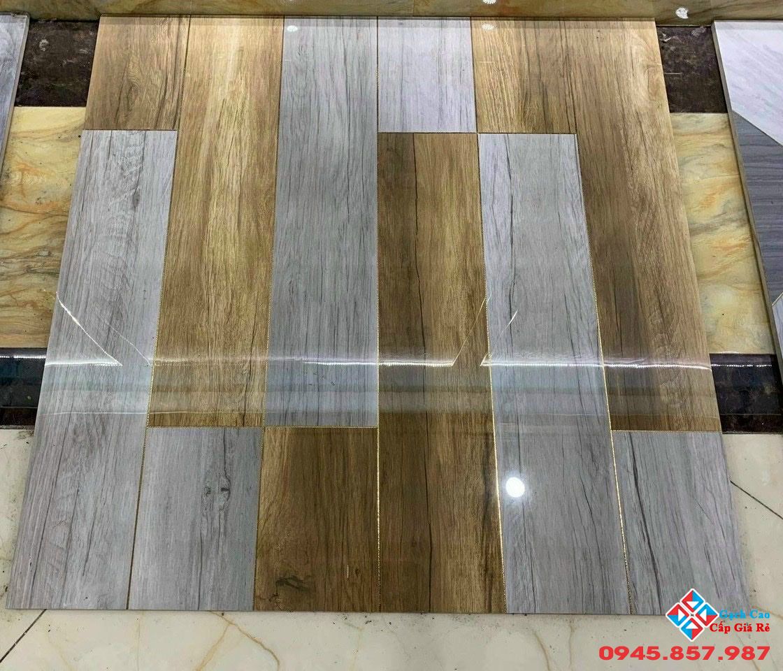 gạch giả gỗ khắc kim 80x80 trung quốc