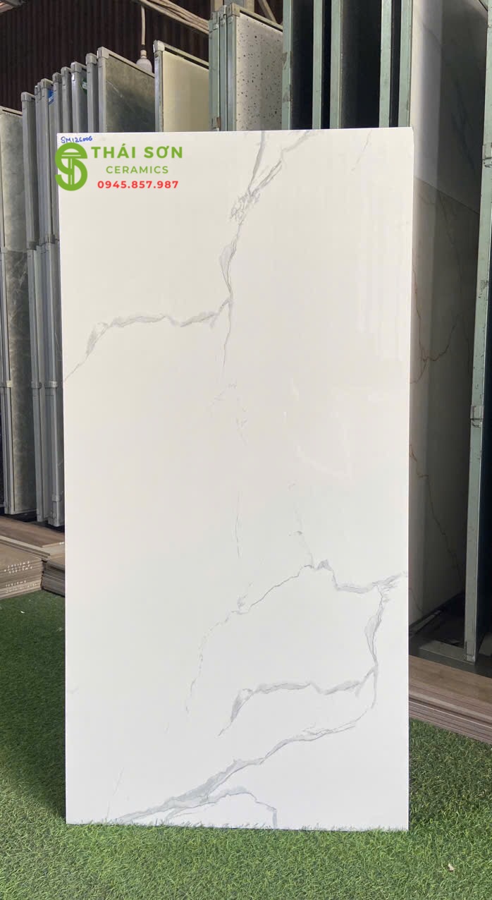 Gạch lát nền 60x120 bóng kiếng ấn độ trắng vân giá rẻ