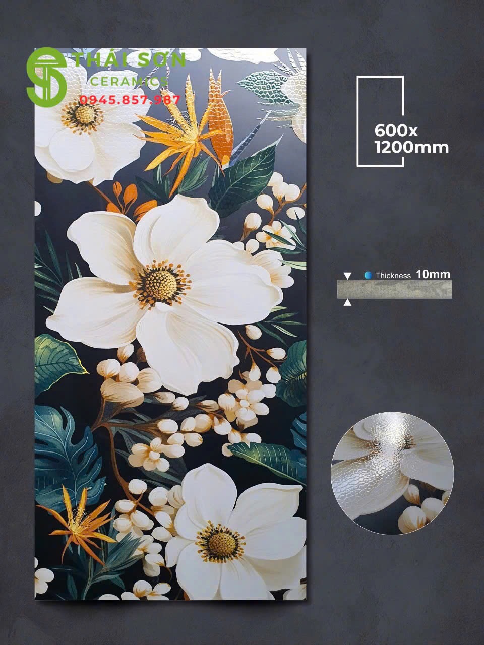 Gạch ốp lát  60x120 apodio hiệu ứng rải hạt họa tiết hoa đẹp