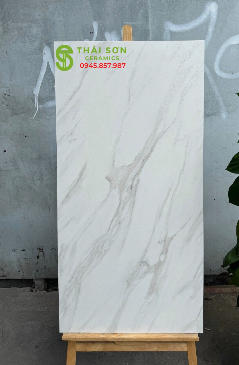 Gạch lát nền matt caving 60x120 trắng mây ấn độ