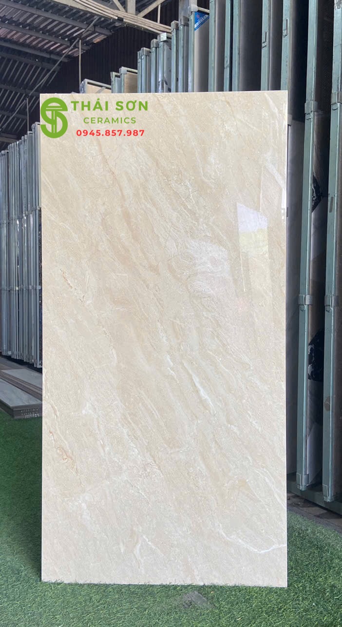 Gạch 60x120 bóng kiếng tasa vân kem vàng giá rẻ