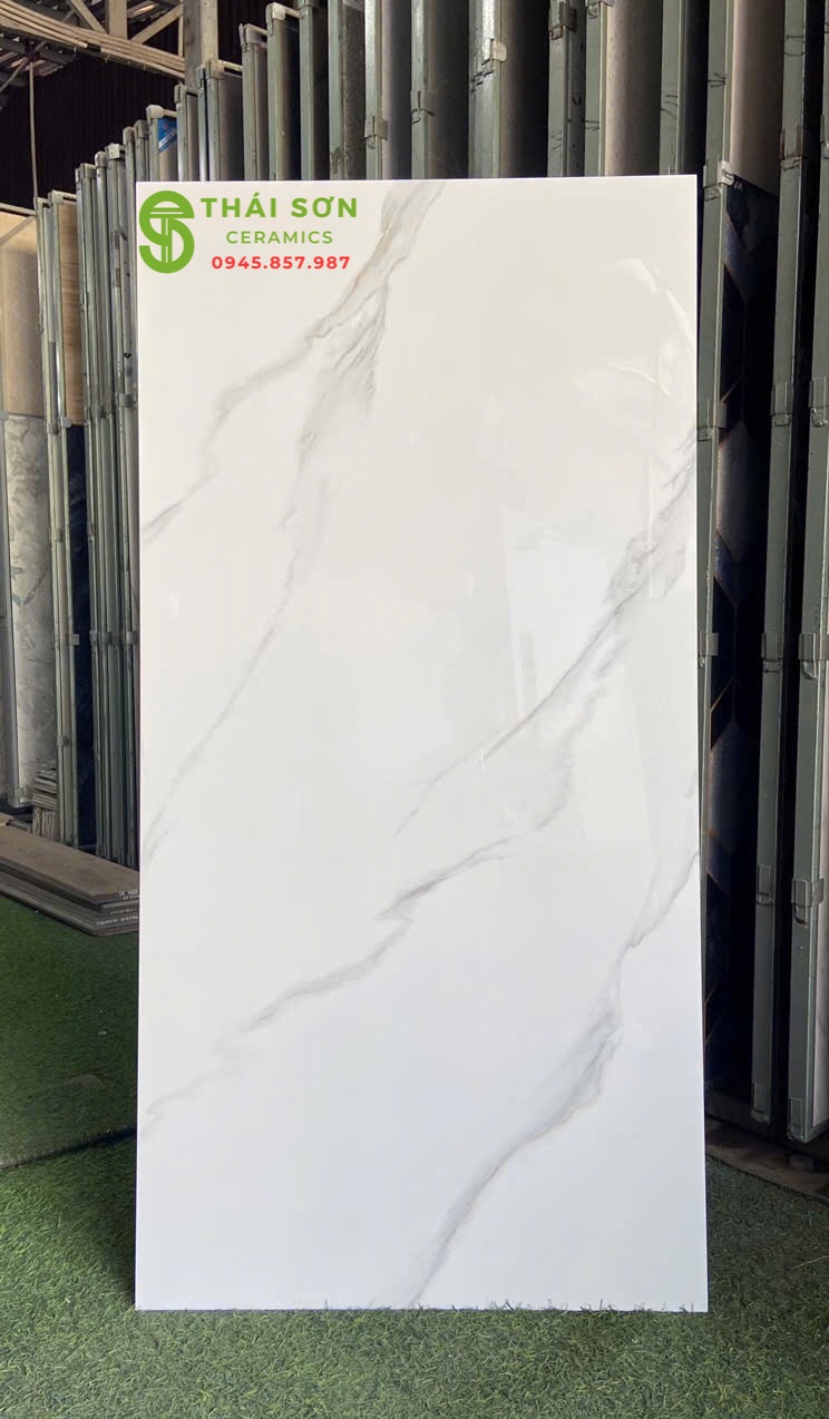 Gạch lát nền 60x120 fushita trắng vân mây bóng kiếng