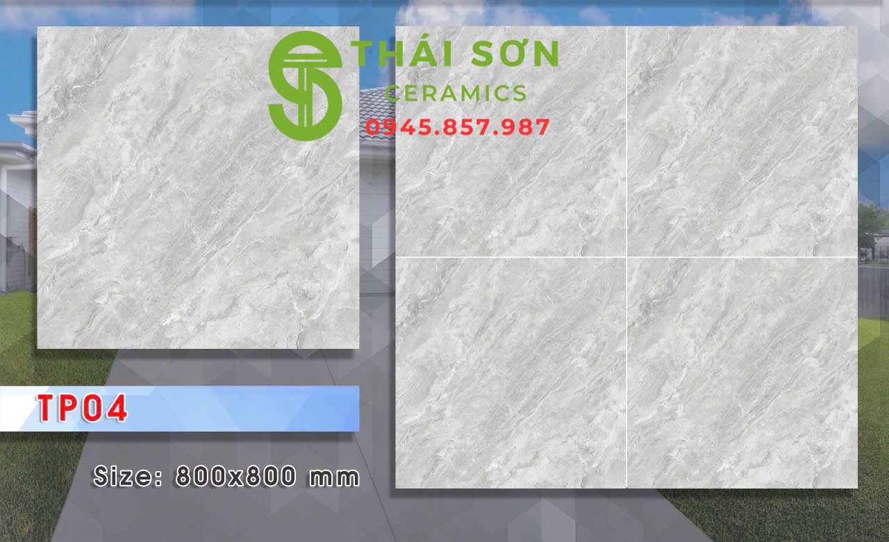 Gạch lát nền 80x80 hùng anh bóng kiếng xám vân đá giá tốt
