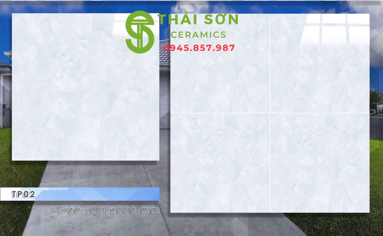 Gạch lát nền 80x80 hùng anh bóng kiếng màu xám xanh đẹp