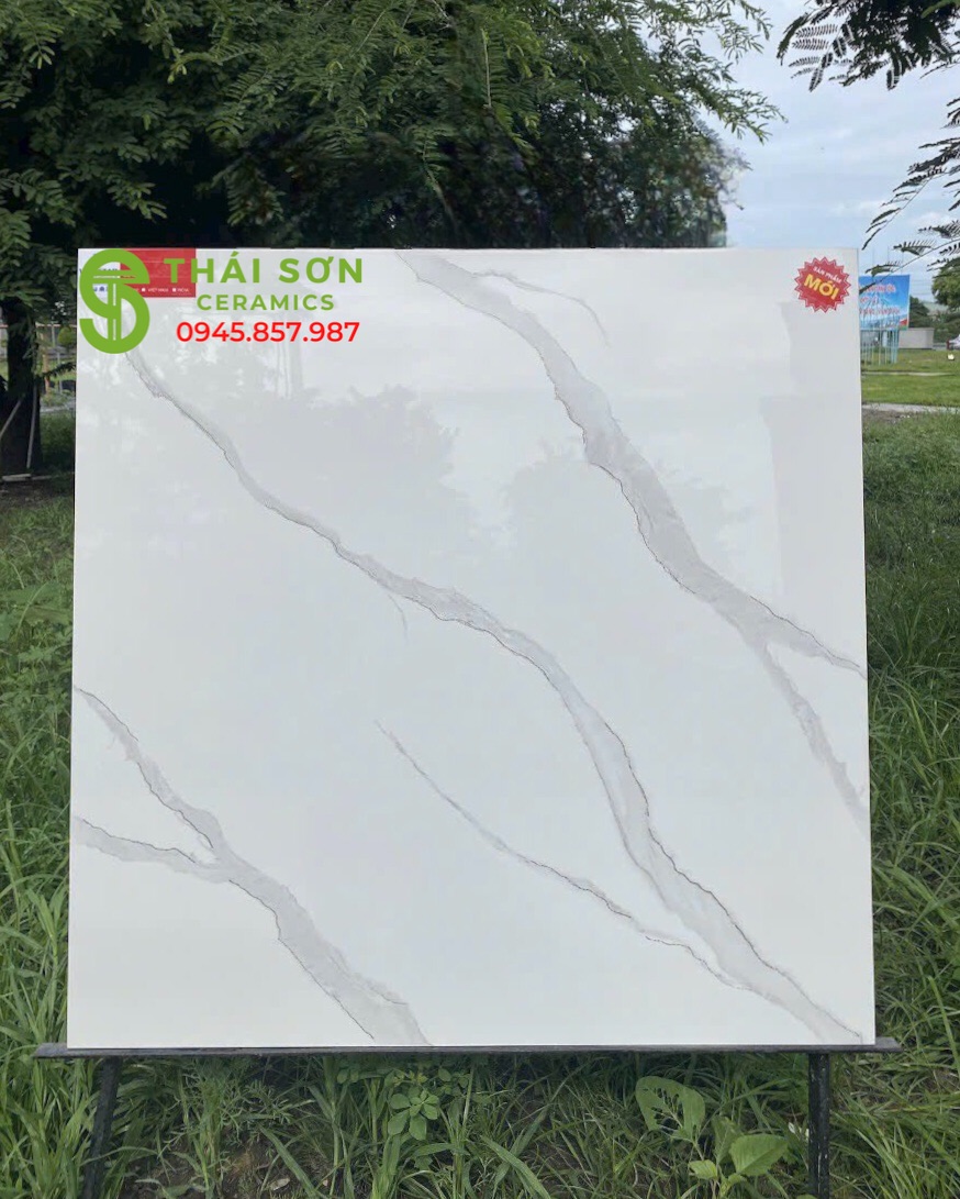 Gạch khắc kim trắng vân bóng kiếng 80x80