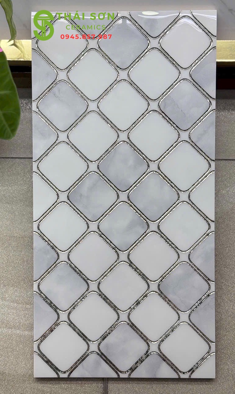 Gạch nhũ bạc ô vuông 30x60 ép kiếng cao cấp