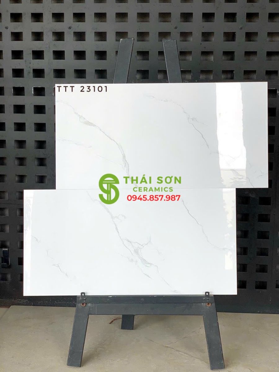 Gạch ốp tường 30x60 bóng kiếng trắng vân mây