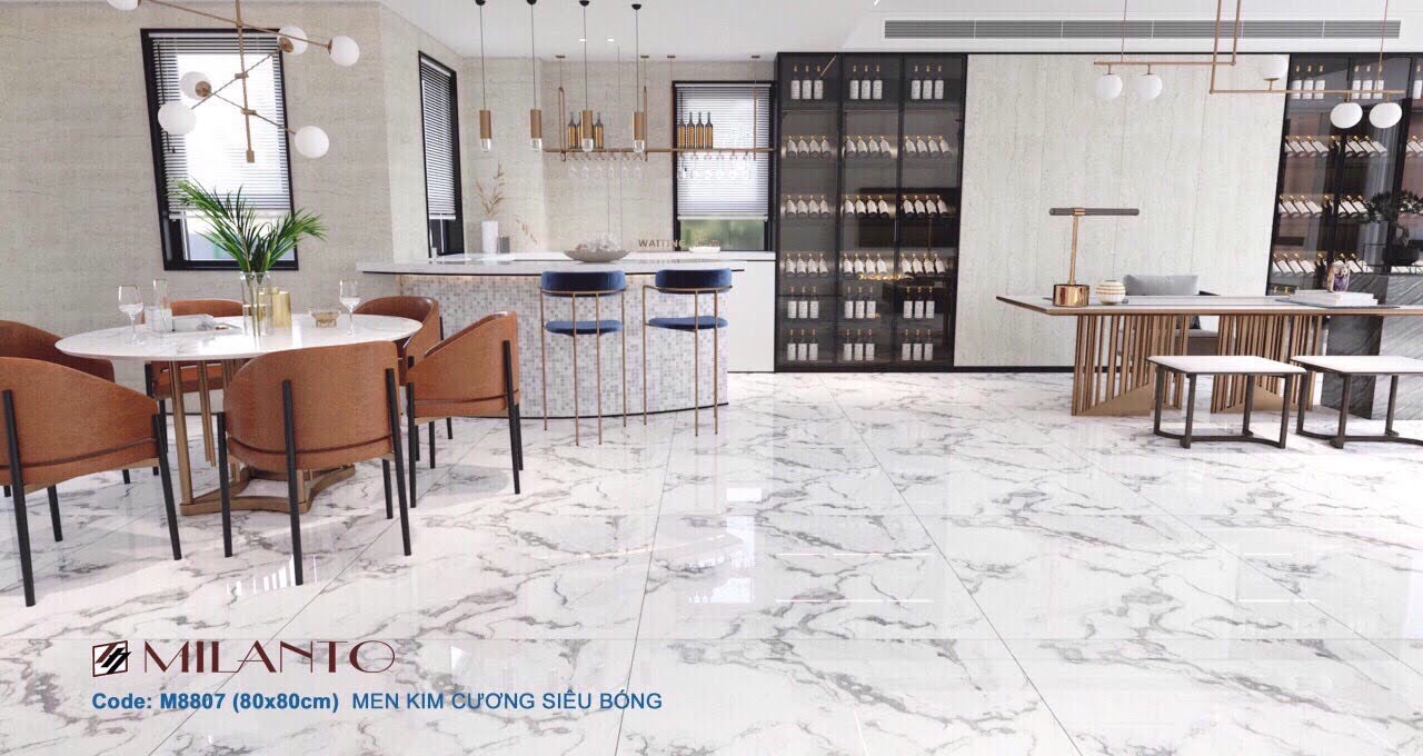 gạch 80x80 trắng mây kim cương