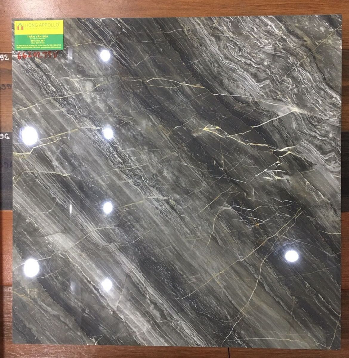gạch bóng kiếng 60x60 đen vân vàng