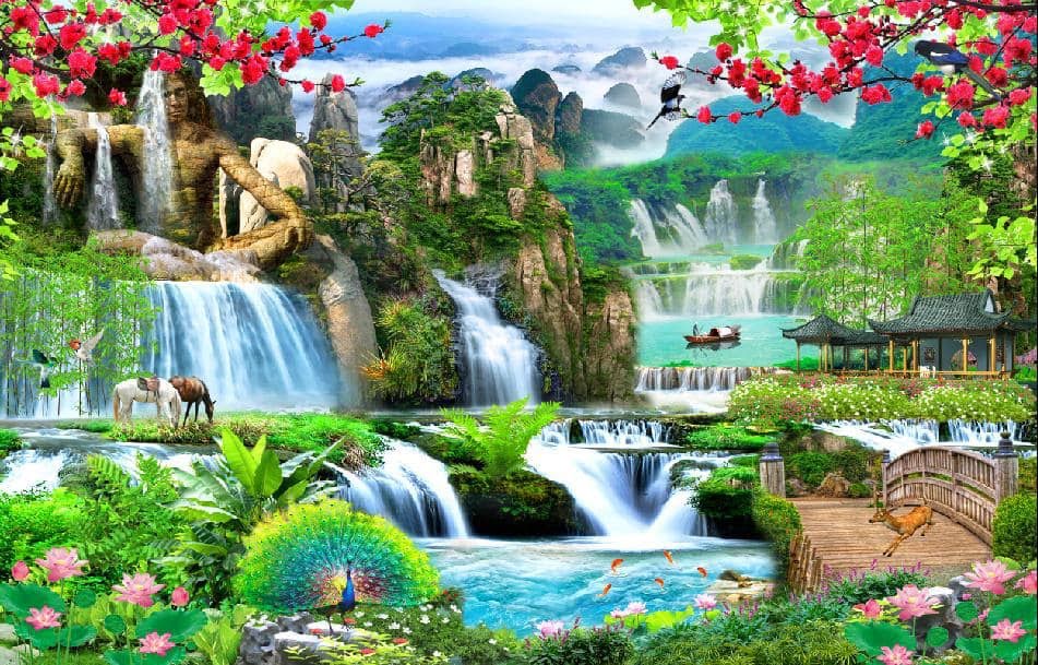 gạch tranh sơn thủy mới nhất