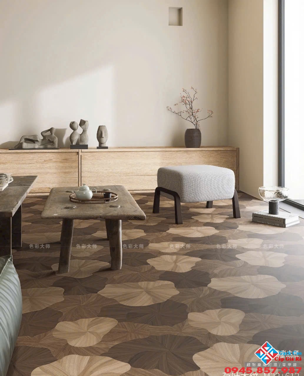 Gạch giả gỗ họa tiết chiếc lá 60x120 trung quốc