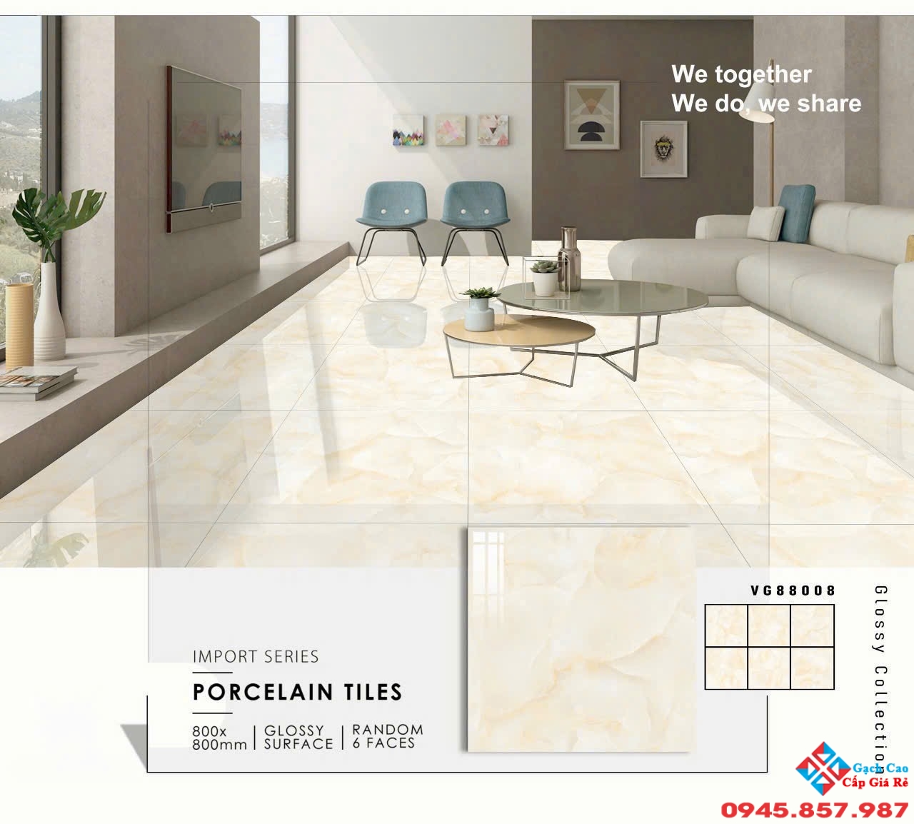 Gạch lát nền 80x80 vân đá vàng siêu bóng ấn độ cao cấp | Gạch rẻ Tiền Giang