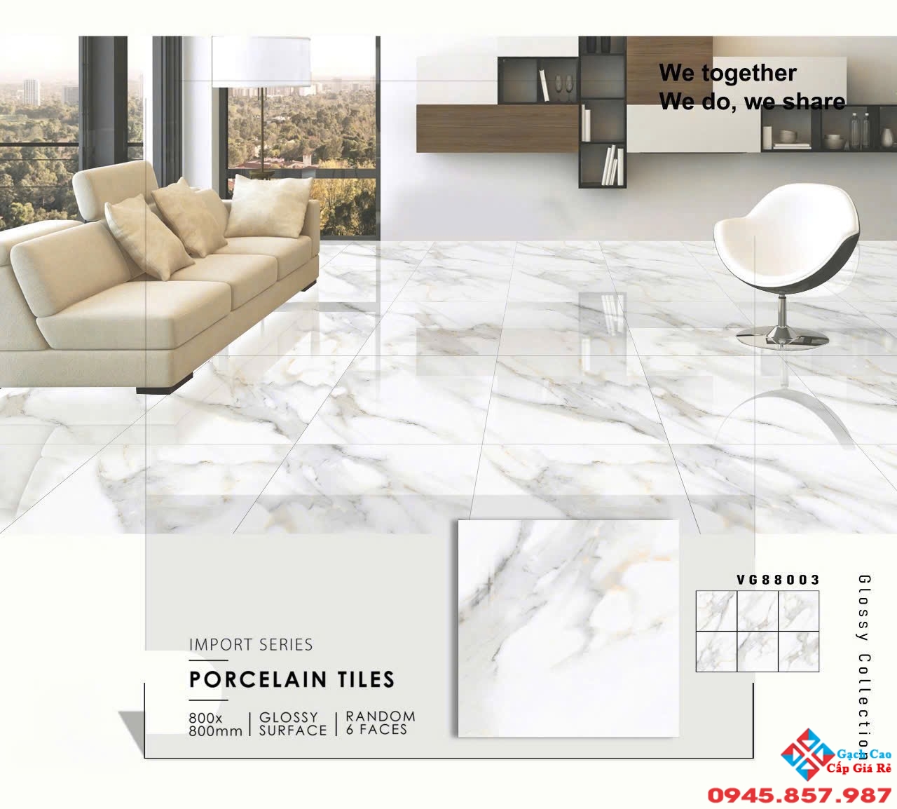 Gạch lát nền 80x80 siêu bóng nhập khẩu cao cấp Gò Vấp | Kho gạch Gò Vấp