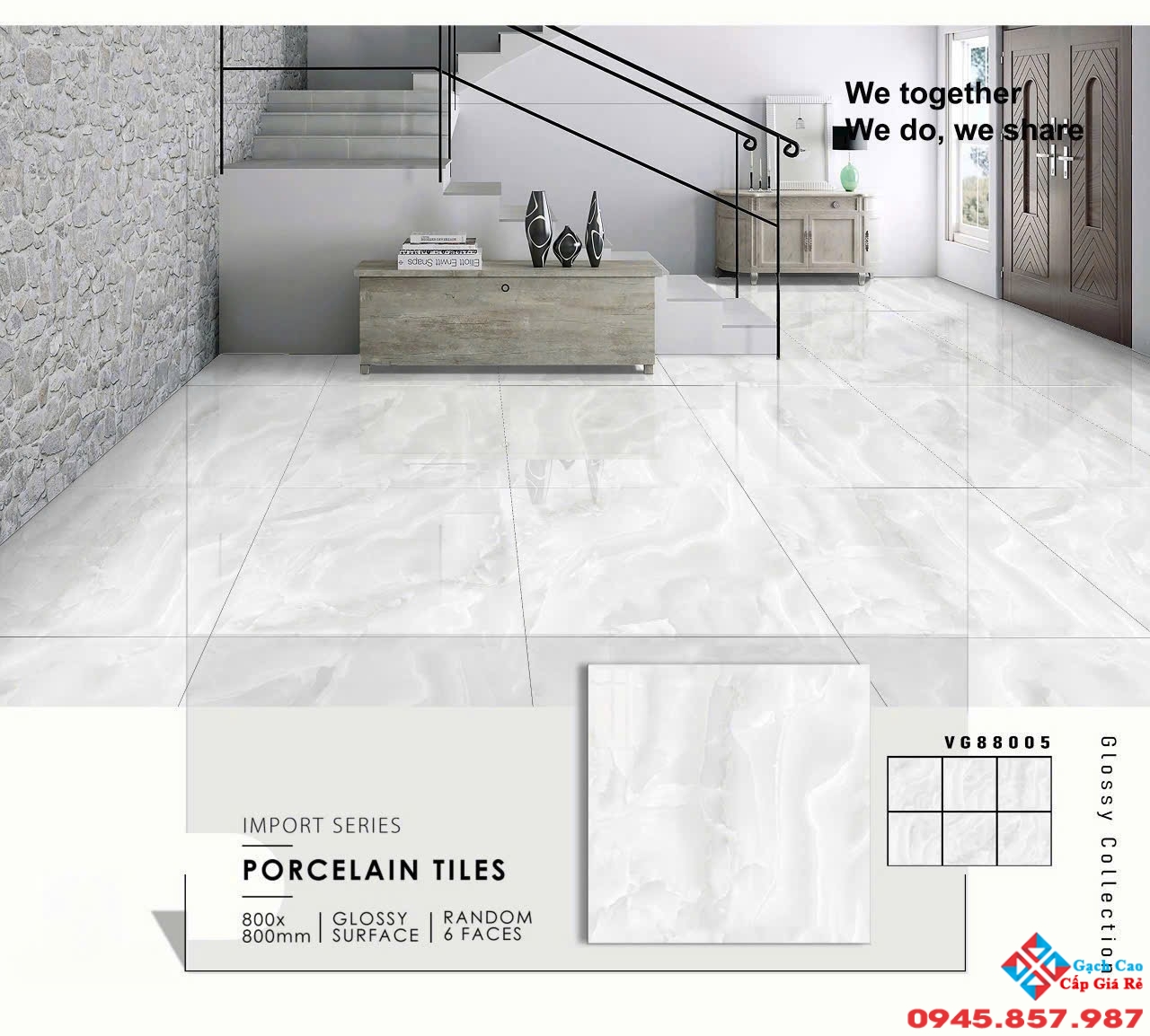 Gạch lát nền 80x80 bóng kiếng vân đá