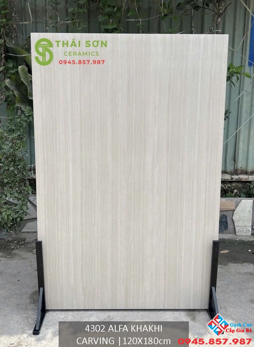 Gạch 120x180 matt caving tông màu kem dòng đá travertine