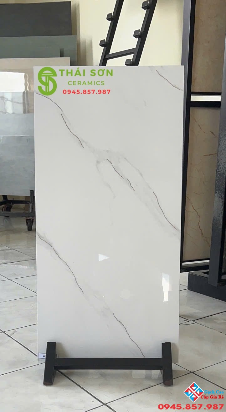 Gạch ốp tường 40x80 trung quốc khắc kim màu trắng