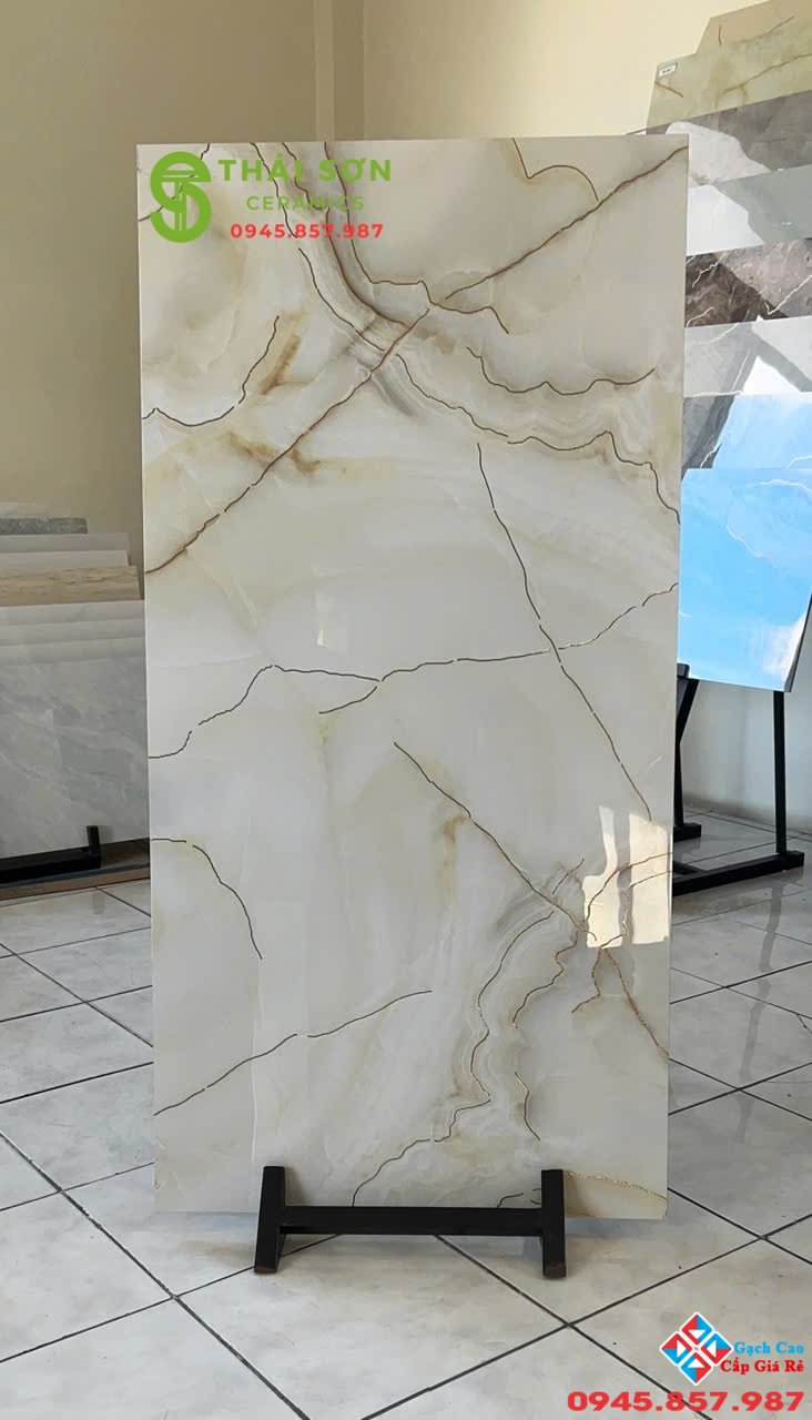 Gạch trung quốc 60x120 lát nền vân đá khắc kim vàng