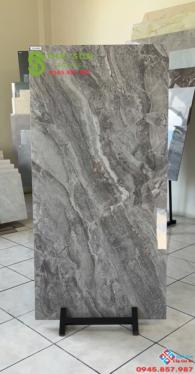 Gạch trung quốc 60x120 lát nền khắc kim màu xám đá