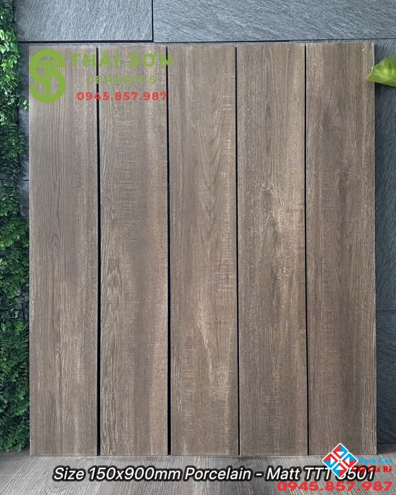 Gạch giả gỗ 15x90 ốp lát á mỹ màu nâu óc chó 