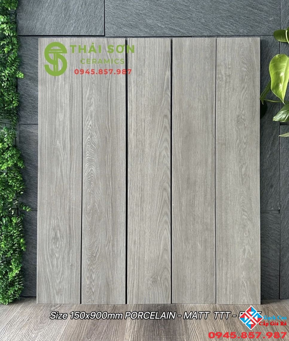 Gạch giả gỗ 15x90 ốp lát á mỹ màu xám ghi xương đá