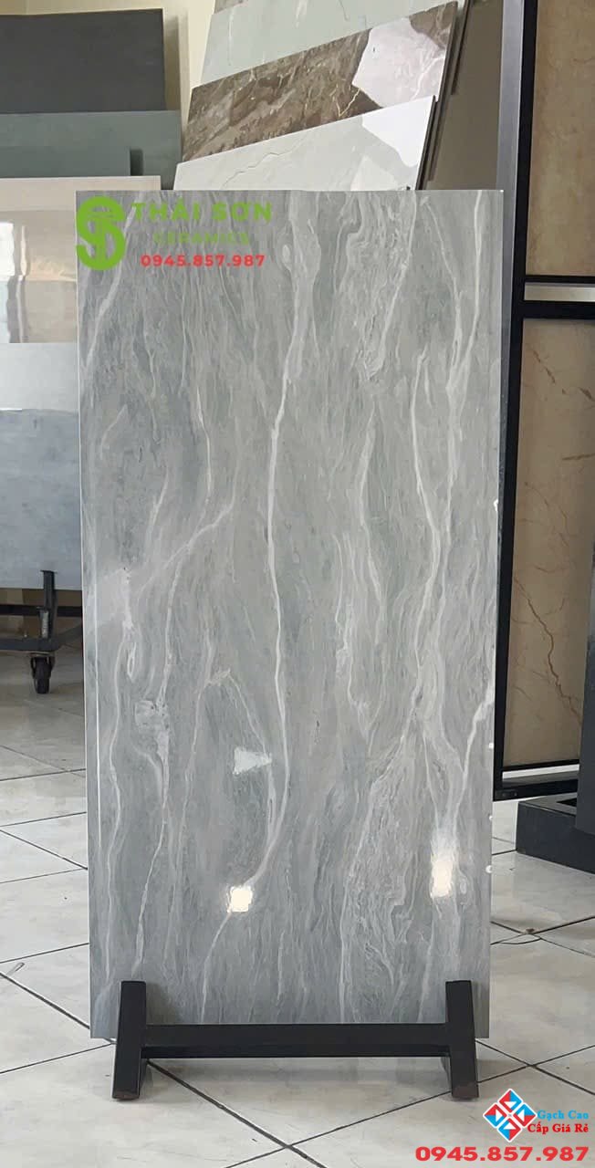 Gạch ốp tường 40x80 men bóng trung quốc màu xám xanh nhạt