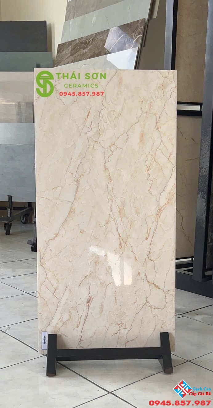 Gạch ốp tường 40x80 men bóng trung quốc tông màu vàng kem đậm