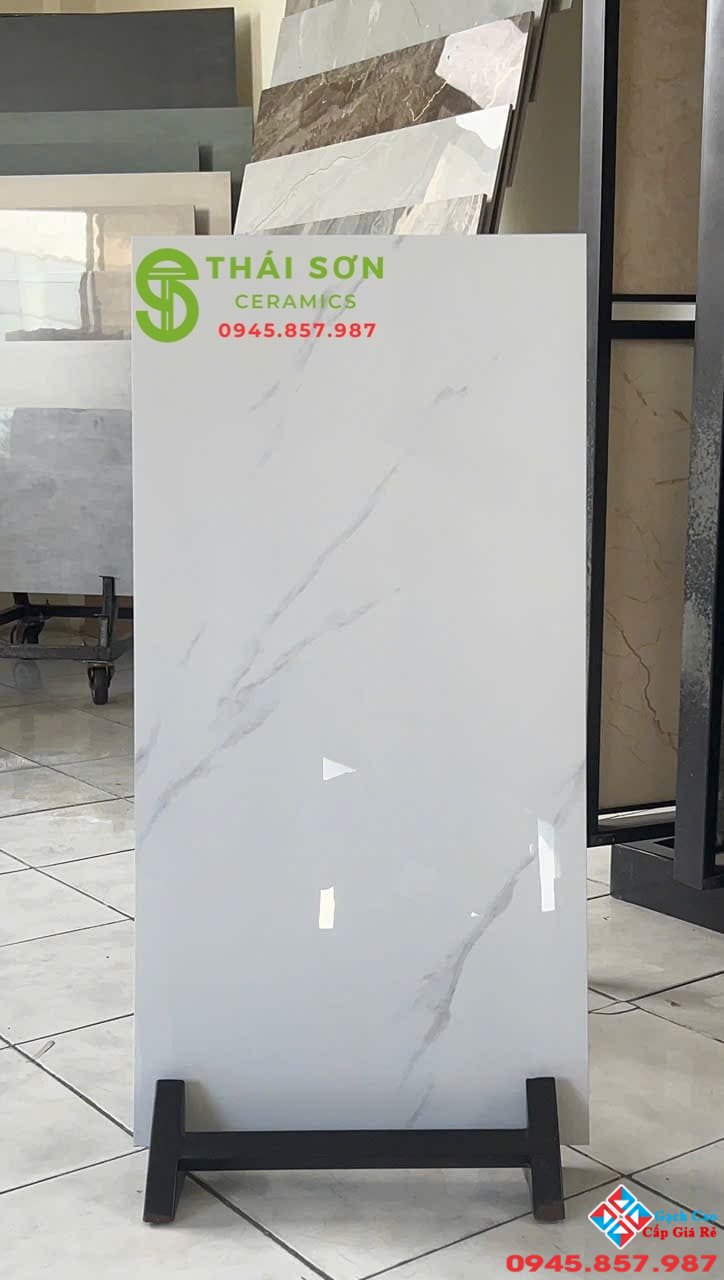 Gạch ốp tường 40x80 trung quốc màu trắng vân xám khói