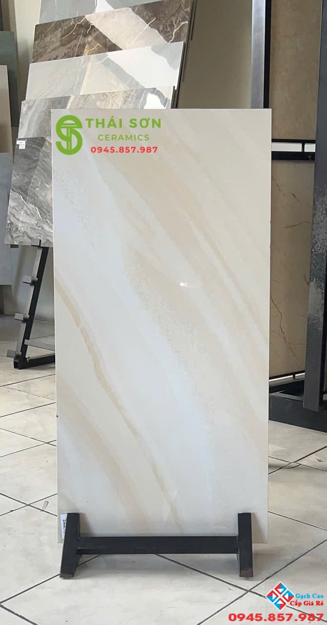Gạch ốp tường 40x80 trung quốc màu vàng kem vân đá