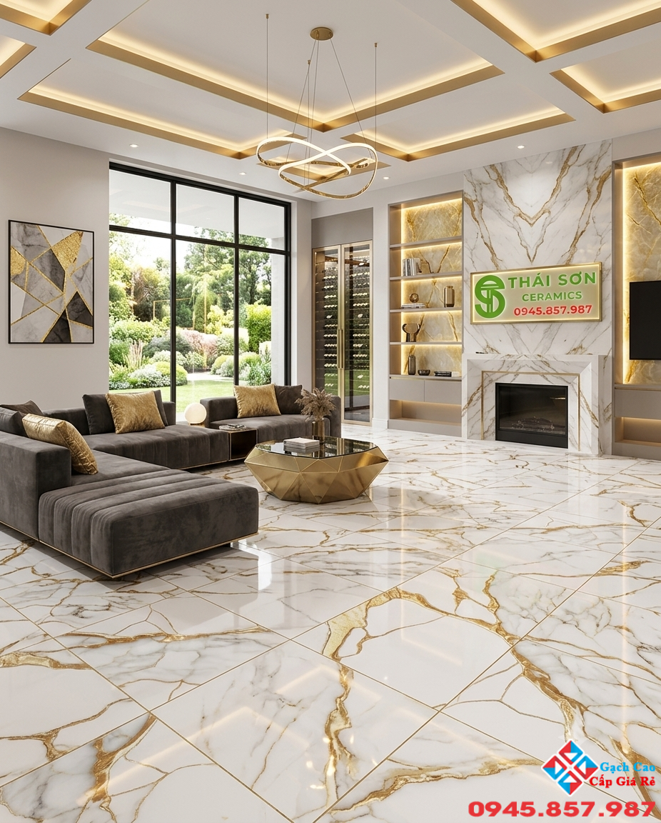 Phối cảnh gạch 80x80 khắc kim trung quốc