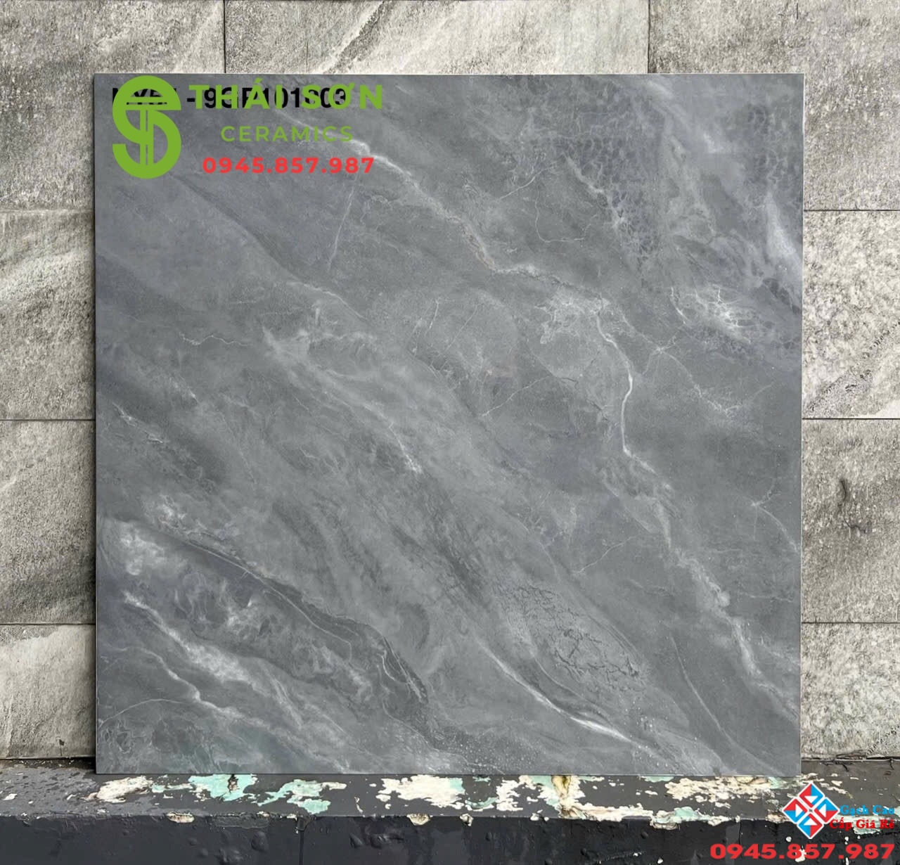 Gạch lát nền 100x100 Viglacera bóng kiếng màu xám đậm