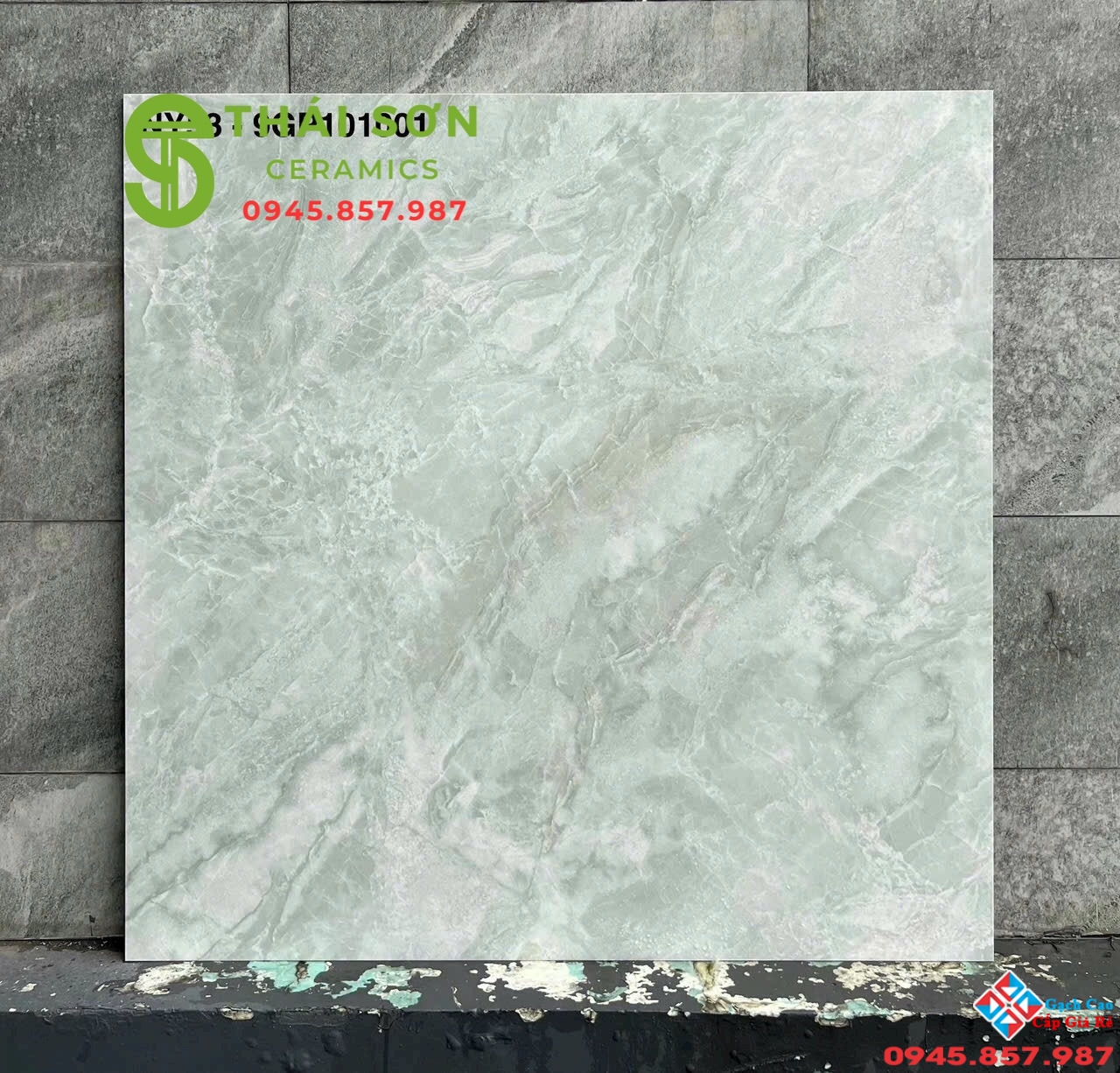 Gạch lát nền 100x100 Viglacera màu xám xanh bóng kiếng