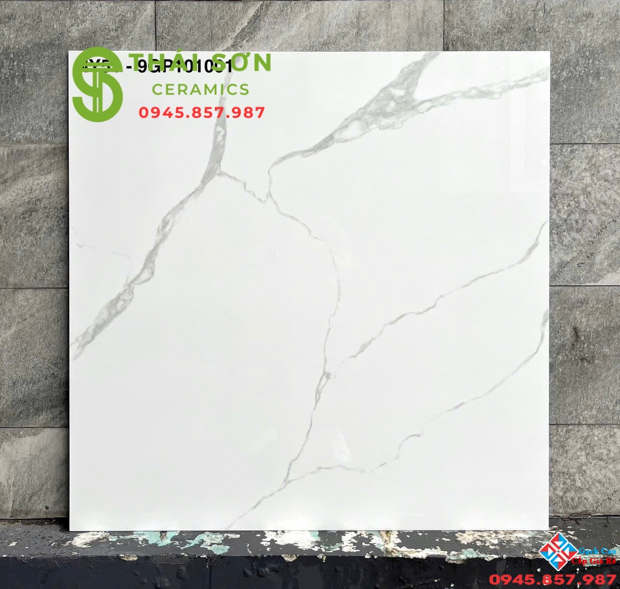 Gạch lát nền 100x100 Viglacera màu trắng vân mây bóng kiếng