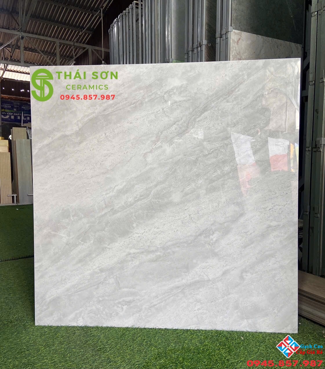 Gạch cmc 100x100 bóng kiếng lát nền phòng khách vân đá