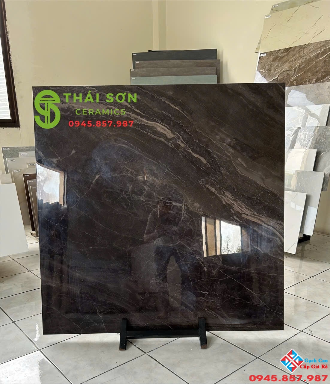 Gạch trung quốc 100x100 bóng kiếng đen xám đậm