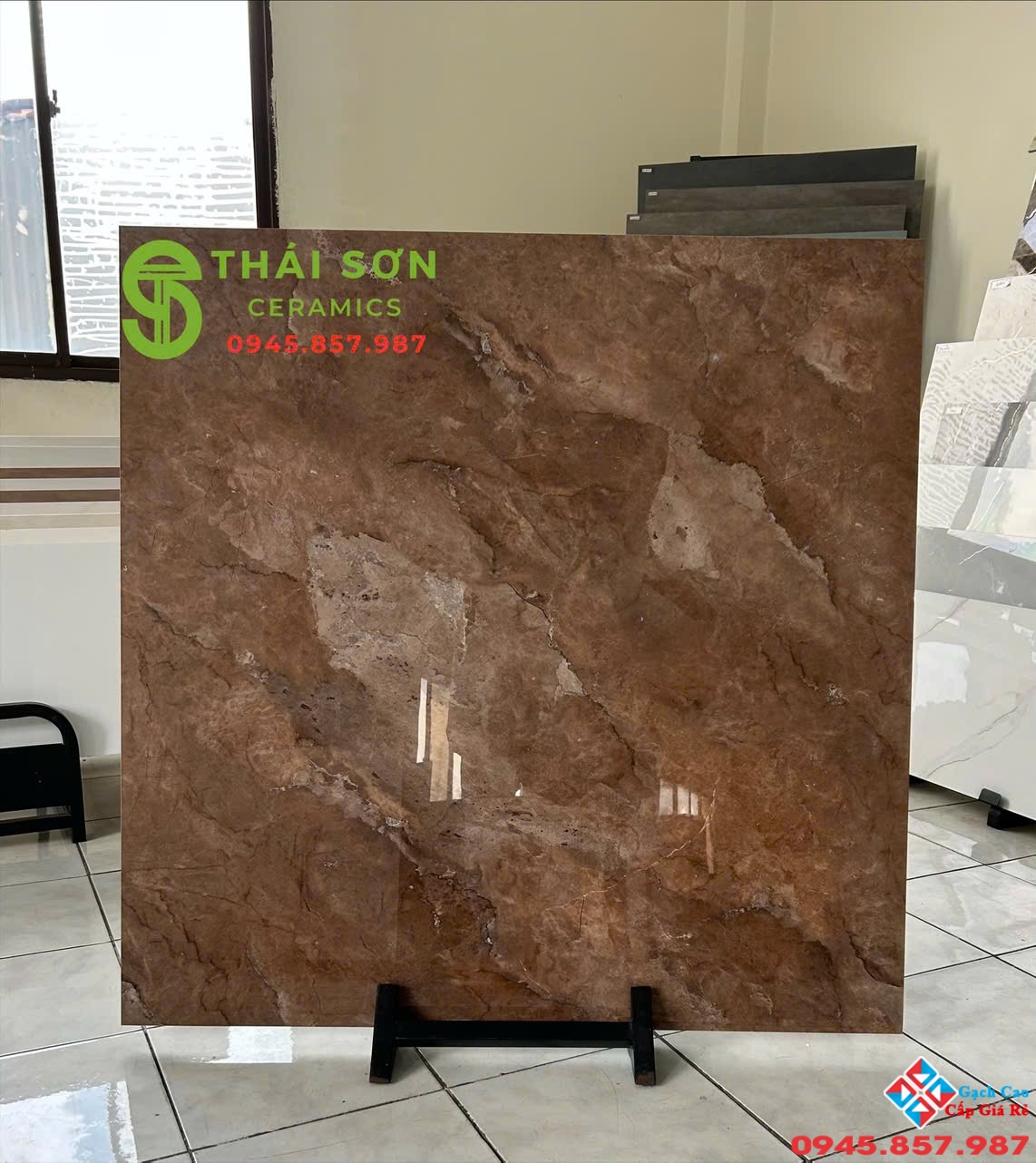 Gạch trung quốc 100x100 bóng kiếng màu nâu đất