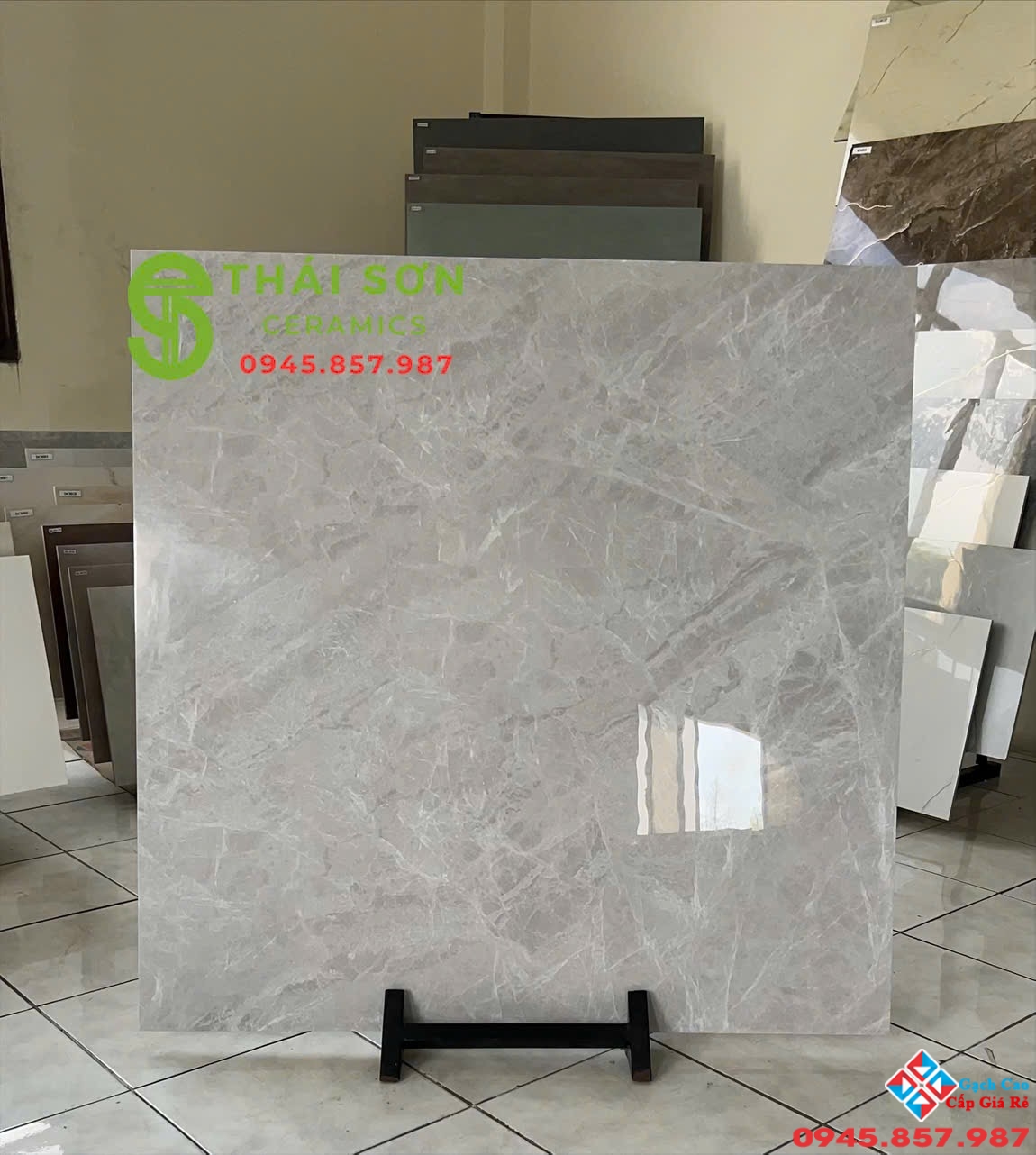 Gạch lát nền màu xám 100x100 bóng kiếng nhập khẩu
