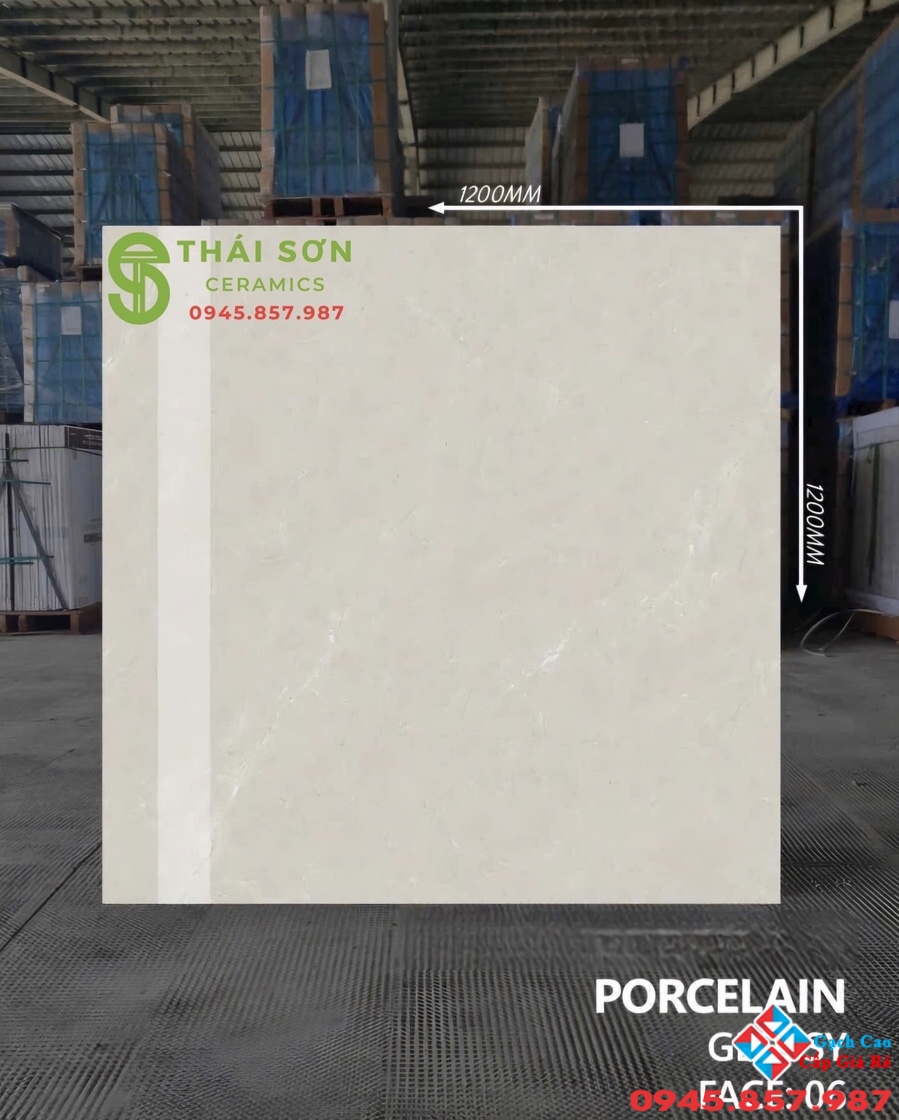 Gạch lát phòng khách 120x120 ấn độ màu vàng kem