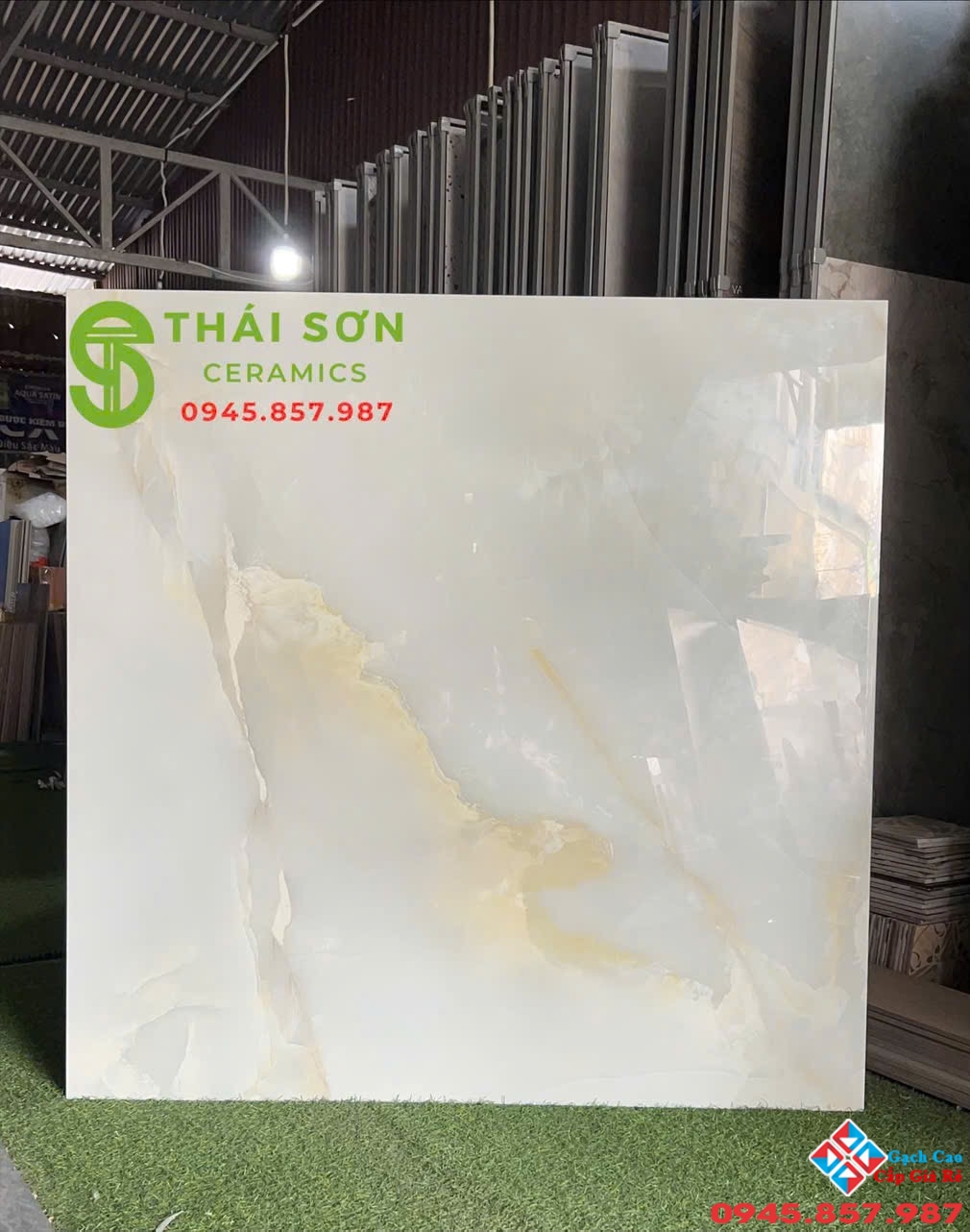 Gạch 120x120 ấn độ bóng kính màu xanh vân đá