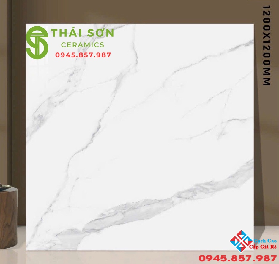 Gạch màu trắng vân mây 120x120 bóng kiếng lát nền