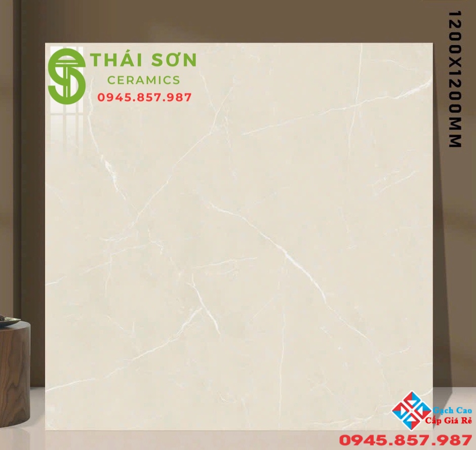 Gạch lát nền 120x120 ấn độ màu kem vàng bóng kiếng