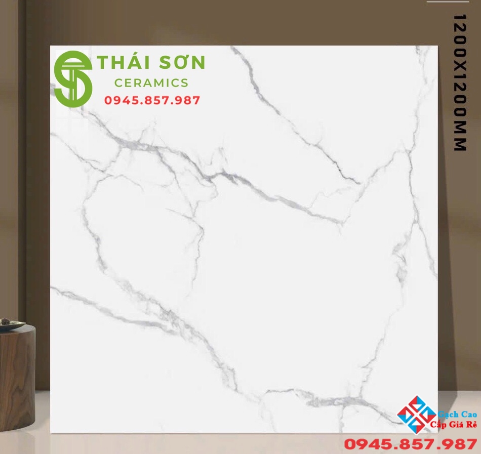 Gạch lát nền 120x120 ấn độ vân đá trắng bóng kiếng