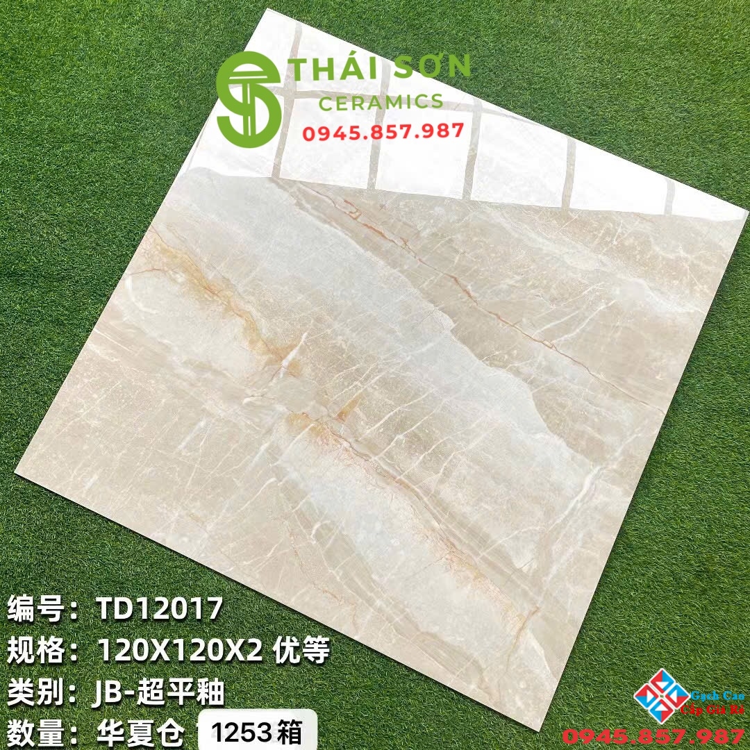 Gạch trung quốc 120x120 lát nền biệt thự vân đá vàng đẹp