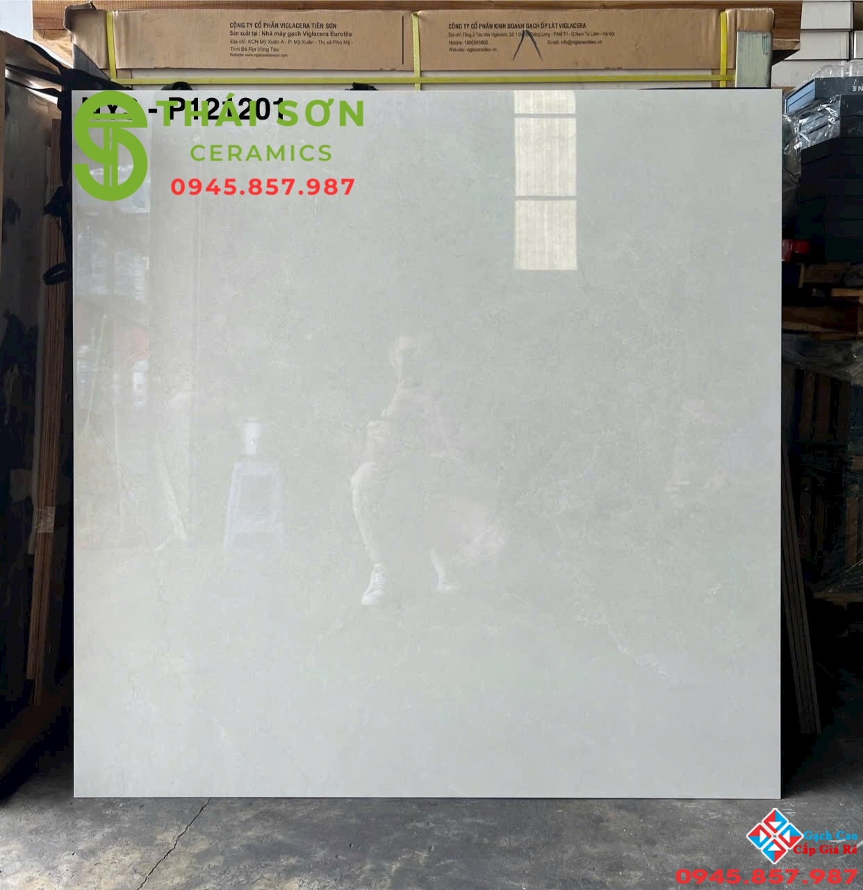 Gạch lát nền 120x120 Viglacera bóng kiếng màu xám nhẹ