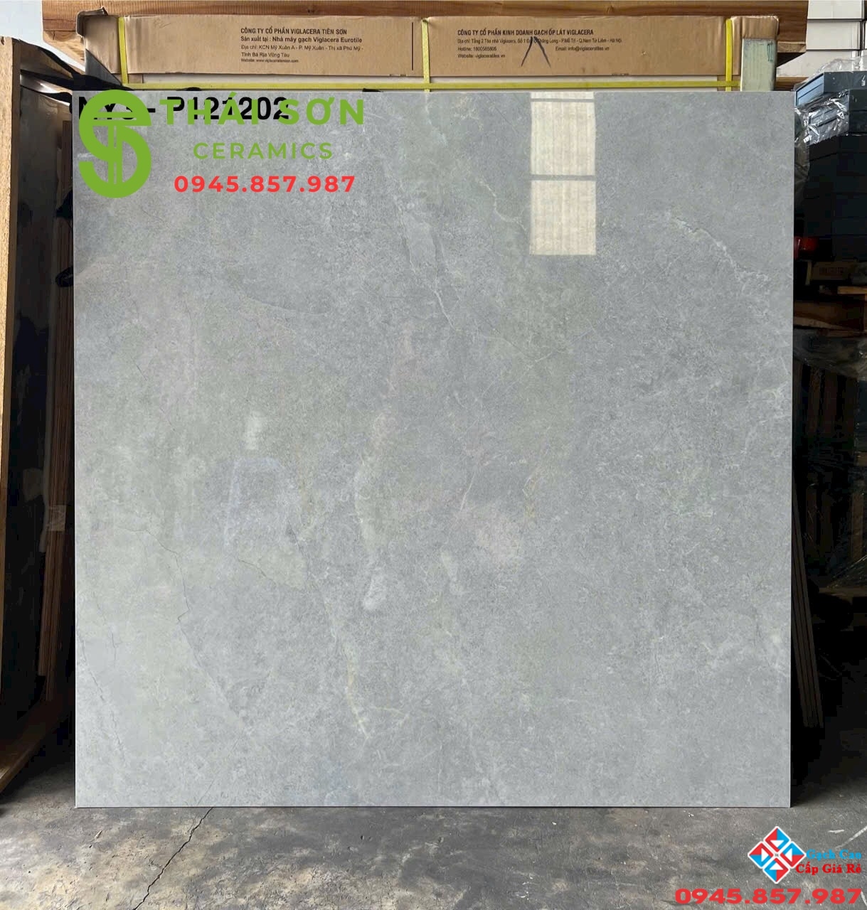 Gạch lát nền 120x120 Viglacera bóng kiếng màu xám vân