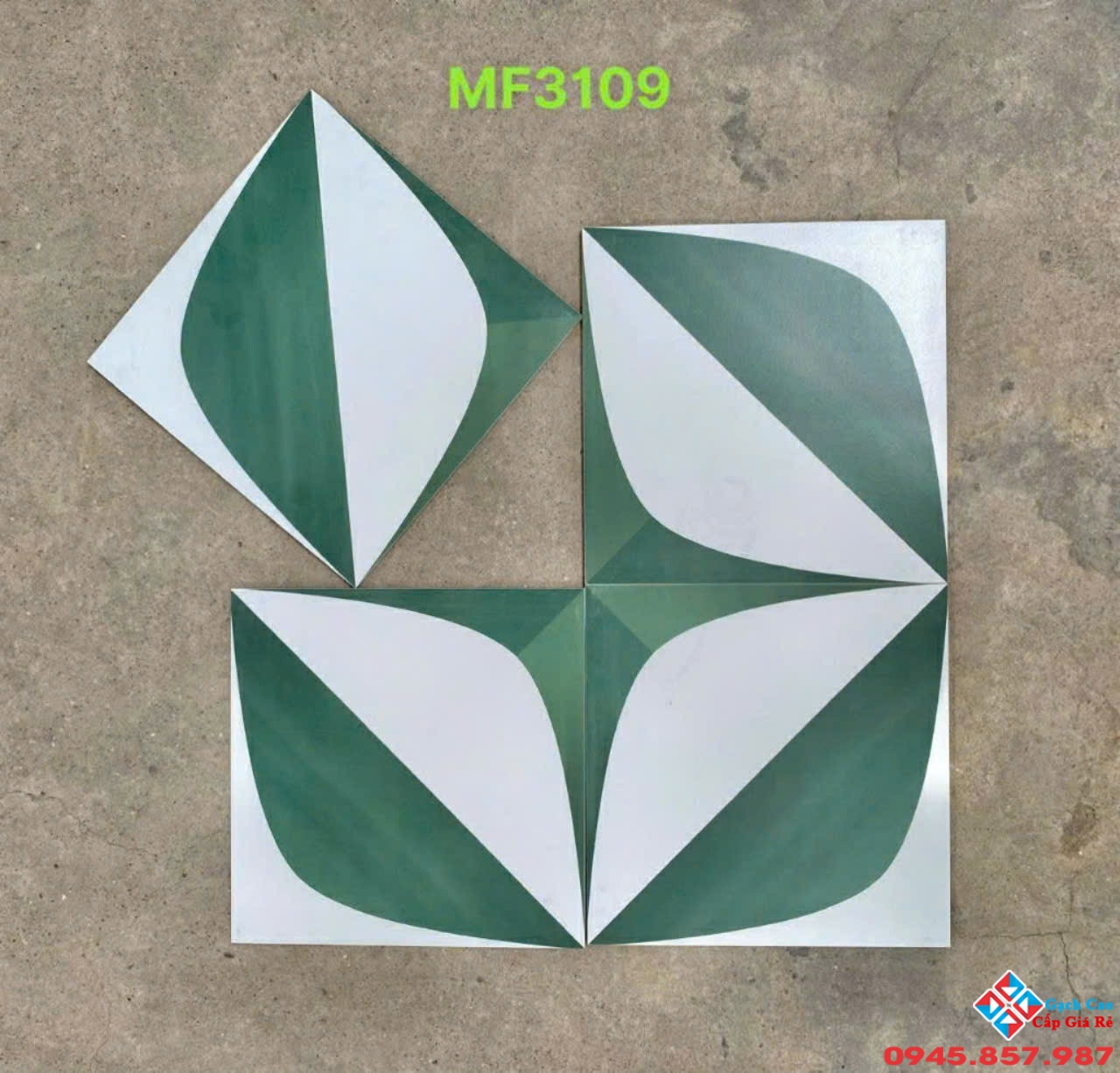 Gạch lát nền 30x30 trung quốc họa tiết trắng xanh