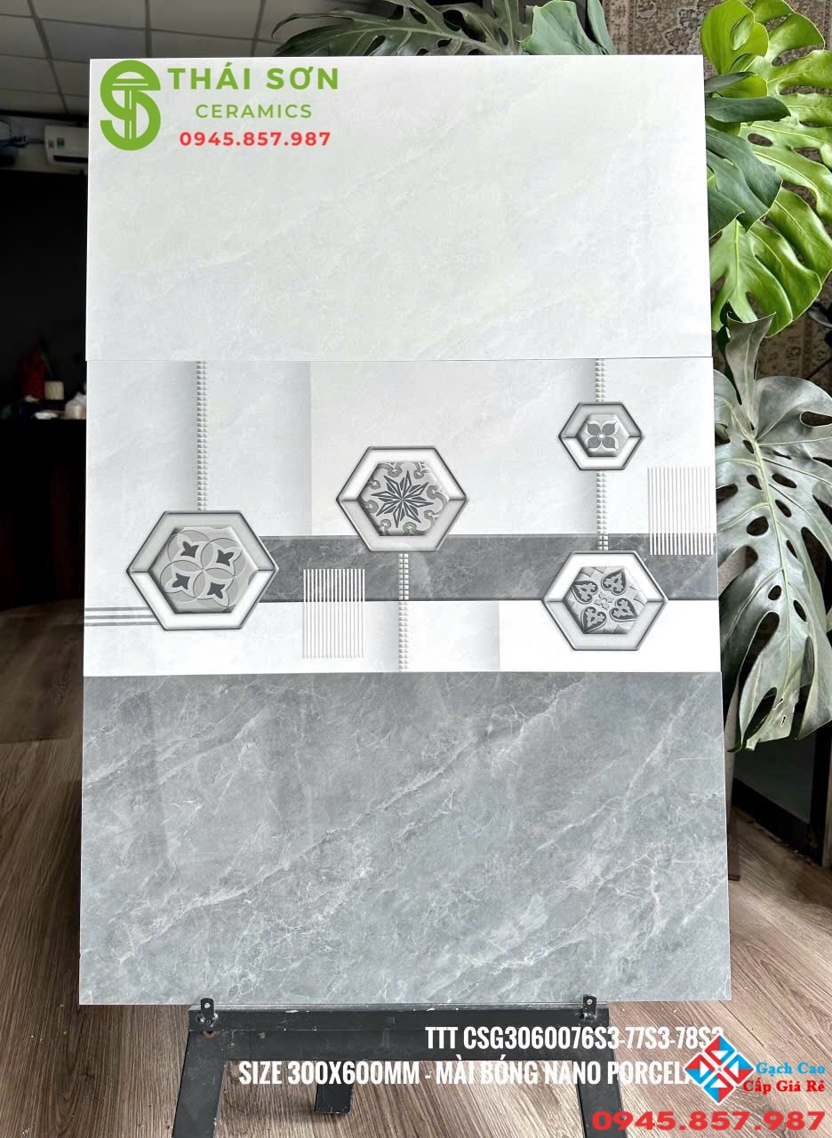 Gạch ốp tường cmc 30x60 bóng kiếng màu xám bộ đậm nhạt