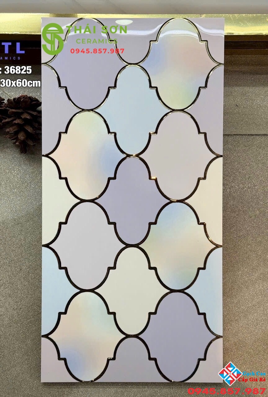 Gạch trung quốc 30x60 men bóng khắc kim vàng cao cấp