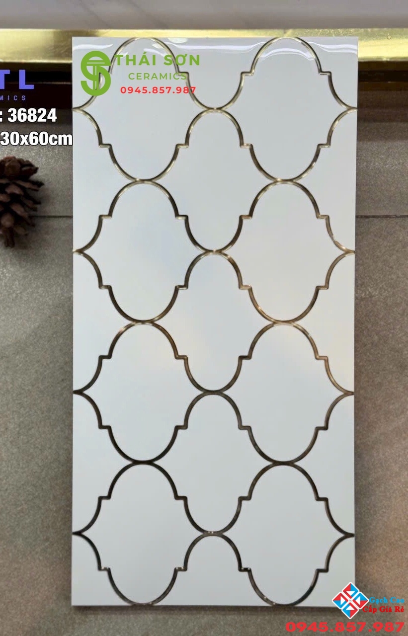 Gạch trang trí nhũ vàng 30x60 men bóng nhập khẩu